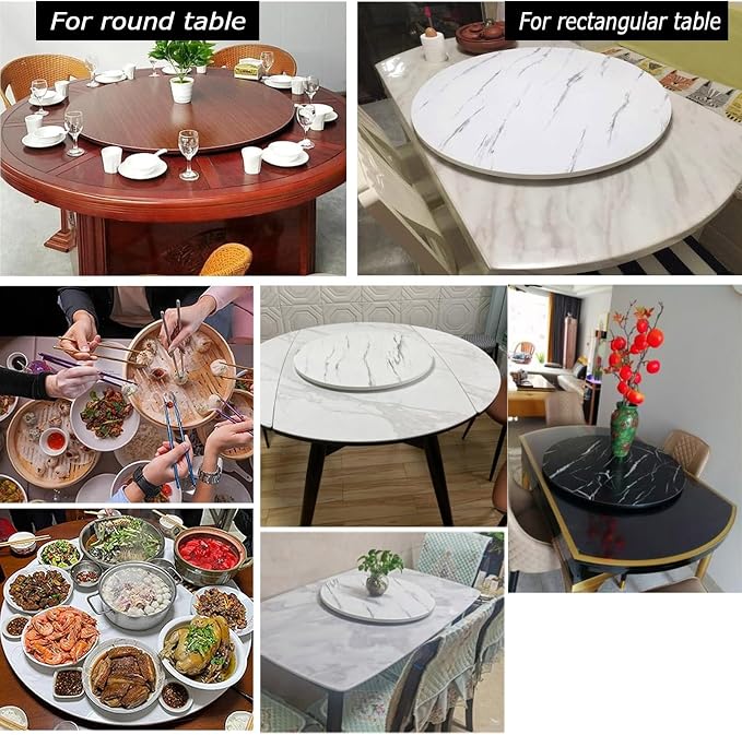 Dining Table Turntable Round Wooden Lazy Susan Serving Tray Large Ø50cm~100cm, 360° Rotating Tabletop Service Plate, Easy to Share Food, for Hotel Banquet Kitchen Swivel Plate(Black,Ø90cm)