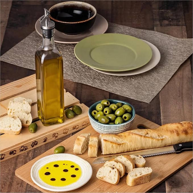 GREENOLIVE Olive Oil Dispenser Bottle - 17 oz. Clear Glass Bottle with No-Drip BPA-Free Spout - Ideal for Kitchen and Cooking Essentials - Single Bottle