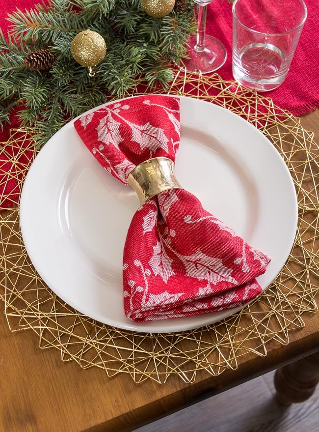 DII Woven Paper Tabletop Collection Holiday or Event Décor, Round Placemat Set, 15" Dia, Gold, 6, Piece