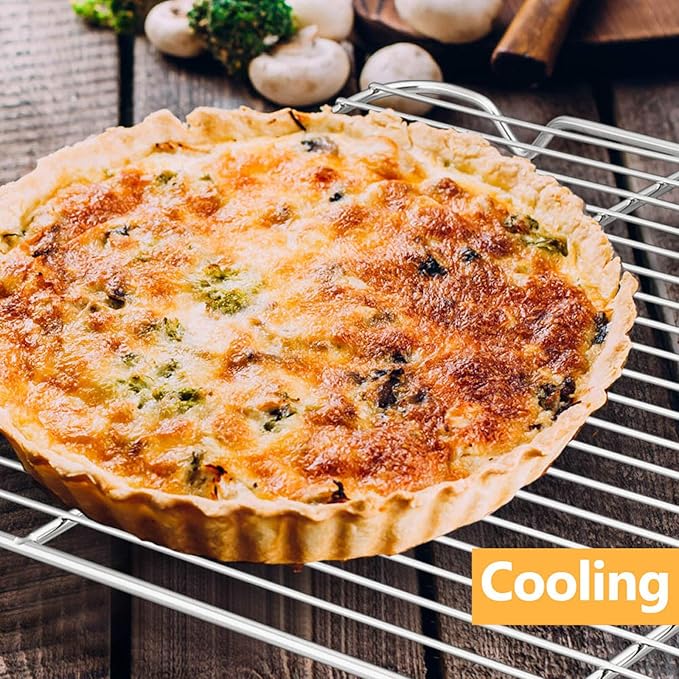 Baking Cooling Rack Set of 2, E-far 16.5"x11.5" Stainless Steel Metal Roasting Cooking Racks, Fits in Half Sheet Cookie Pans, Non Toxic & Rust Free, Oven Proof & Dishwasher Safe