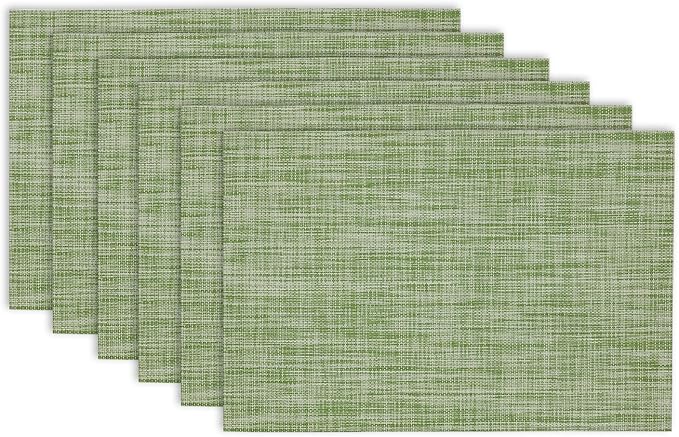 DII PVC Tabletop Collection Placemat Set, Rectangle, 13x17.25, Fig Green, 6 Piece