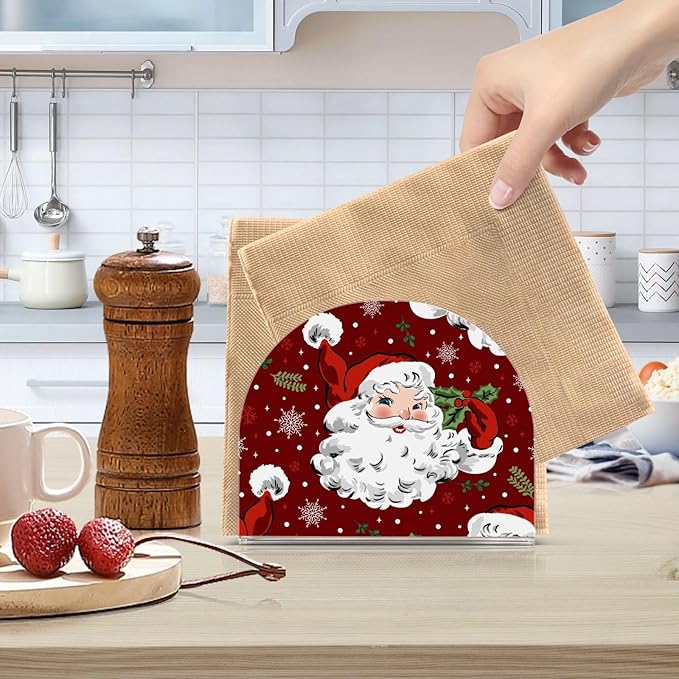 Acrylic Fall Napkin Holder for Table Kitchen Christmas Santa Claus Cocktail Dinner Napkin Holders Paper Towel Dispenser Countertop Modern Home Decor