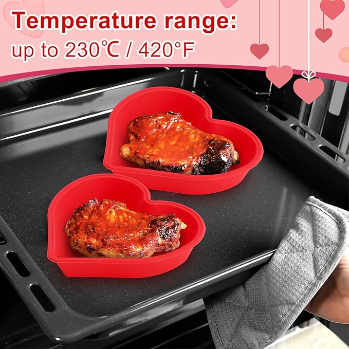 12 Pcs Heart Cake Pan Silicone Heart Cake Molds Baking Pan Nonstick Molds for Anniversary Birthday Snack Cupcake Baking (4 Inch)