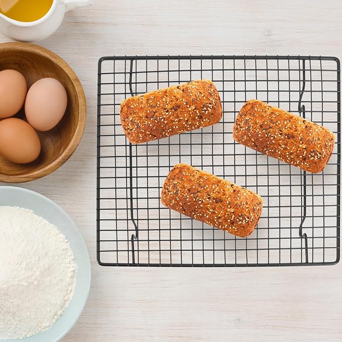 NUOBESTY 2pcs Stainless Steel Baking Cooling Racks Nonstick Cake Cooler Wire Rack for Cookies Bread Muffins Baking Kitchen Tool