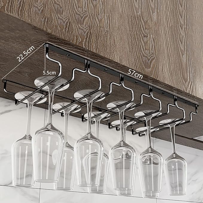 Wine Glass Rack - Under Cabinet Wine Glass Holder Stemware Storage Racks, Hanging Wine Glass Holder for Kitchen Bar Pub (Size : 57x22.5x5.5cm)