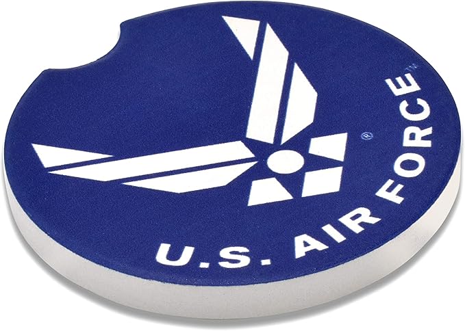 Elektroplate Officially Licensed United States Air Force & USA Flag Automotive Ceramic Coasters (2.6") | Universal Fit for All Cars, Trucks, SUVs & More | Absorbent Non-Slip Durable | Set of 2