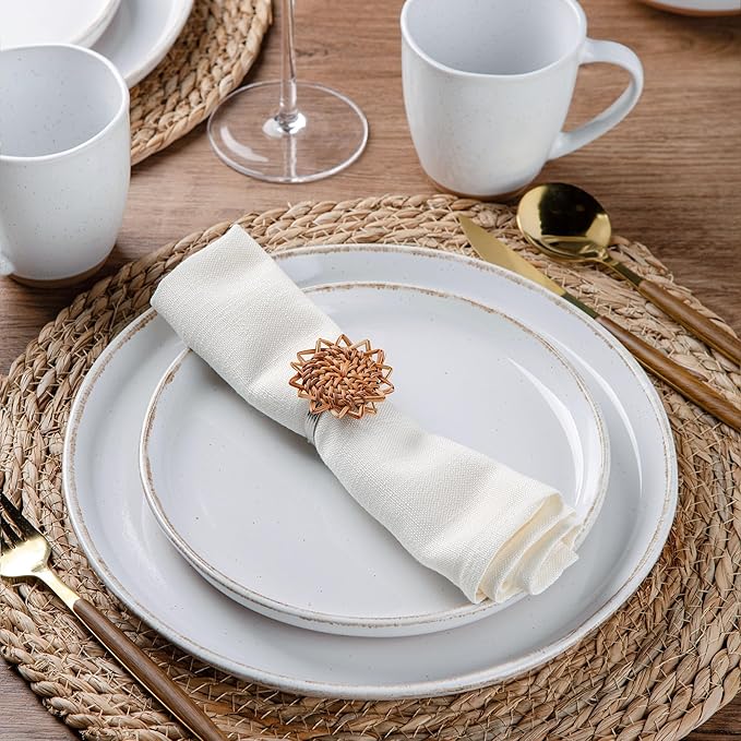 AmorArc 12oz Ceramic Coffee Mugs set of 4, Stylish Coffee Mugs with Rustic Terracotta Underside for Latte/Cappuccino/Milk/Cocoa, Dishwasher&Microwave Safe, White