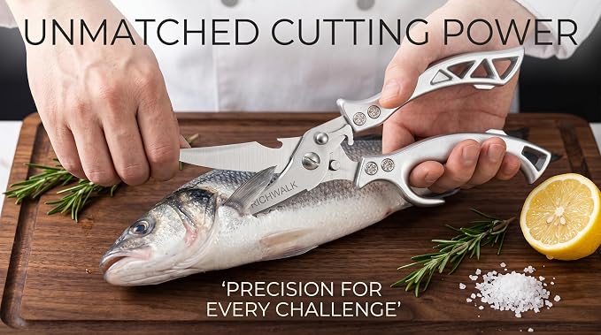 Kitchen Scissors - Heavy Duty Poultry Shears Sharp Cutting Food Chicken Bone Meat Vegetable for Cooking, Multipurpose Stainless Steel Utility Scissors, Safety Lock
