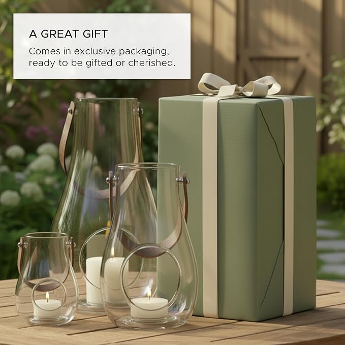 Holmegaard Design with Light Lantern, Clear, 6.5" H x 4.1" D, Designed by Maria Berntsen, Gift Box Included