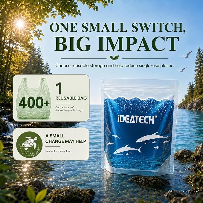 Dishwasher Safe Reusable Storage Bags Stand Up - BPA Free Reusable Sandwich Bags - Leakproof Gallon Freezer Bags, Food Storage Bags - Multicolor 4 Large+ 6 Sandwich + 4 Snack Bags