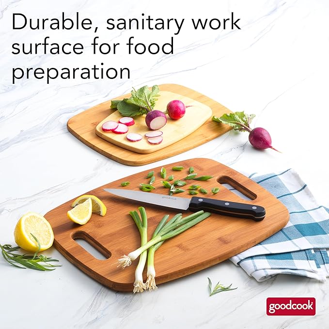 GoodCook Bamboo Cutting Board 3-Pack, Eco-Friendly Knife-Friendly Boards, 6x9-Inch, 9x12-Inch, 11x15-Inch, Durable and Moisture Resistant, Perfect for Food Prep and Serving