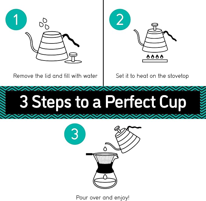 Coffee Gator Gooseneck Kettle with Thermometer - 40oz Premium Stainless Steel Pour Over Coffee Maker Kettles, Stove Top, w/Precision Drip Spout, for Drip Coffee, French Press, Tea Kettle, 5 Cup, 1.2L