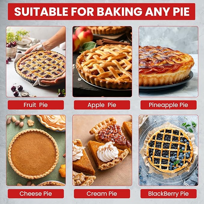Tart Pan with Removable Bottom,10 Inch Tart and Quiche Pan,Non-stick Round Carbon Steel Deep Fluted Pie Pan with Crust Shaper Ring - Quiche Baking Dish Tart Pans For Baking Party Festival