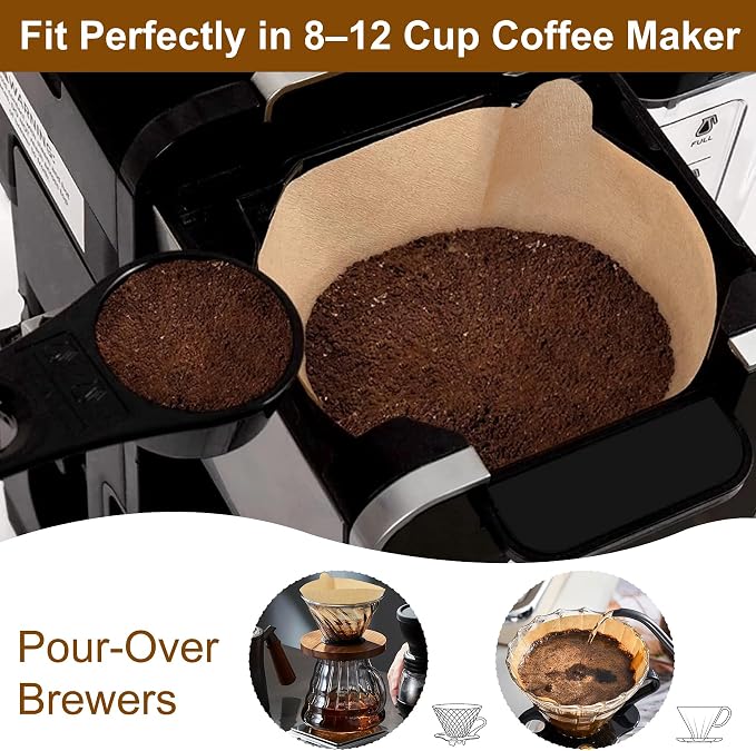220 Count #4 Cone Coffee Filters, Tear-Resistant, Unbleached Natural | Coffee Filters Compatible with 8-12 Cup Coffee Makers, Drip and Pour-Over
