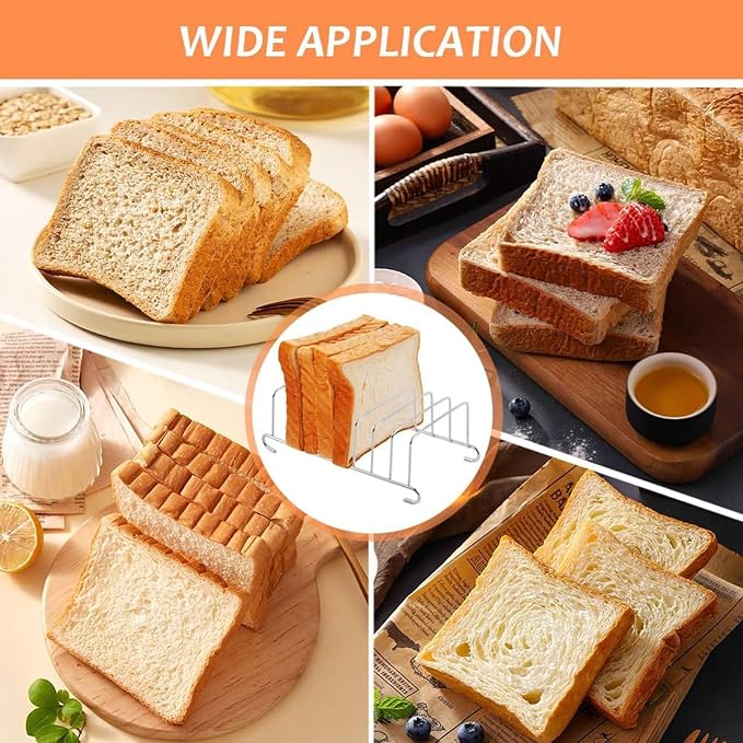 Bakery Toast Rack, 8 Slice Bread Holder Air Fryer Accessories Organizer, Stainless Steel Toast Rack, Baking Tools Accessories Cooling Racks, for Kitchen Dining Table