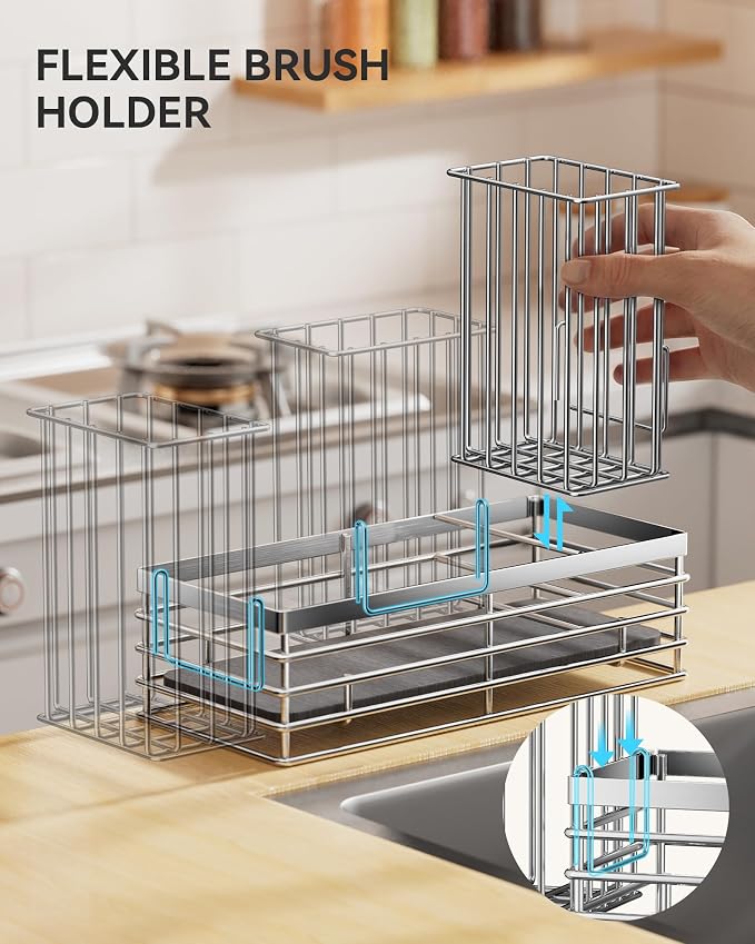 Yofidra Sink Caddy With Stone Drying Tray, Silver, M