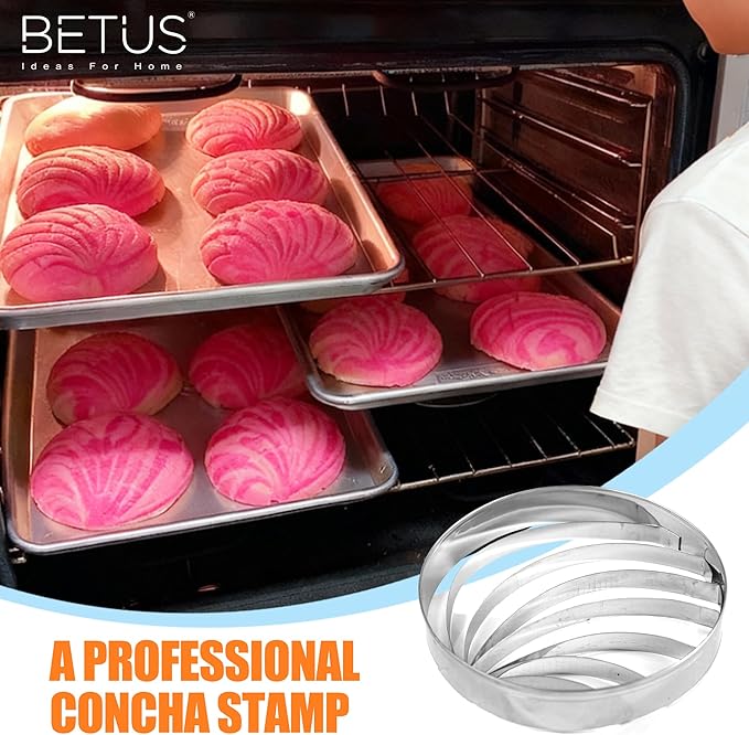 Betus Mexican Concha Bread Cutter and 5Pcs Marranito Pig Cookie Cutters Set – Traditional Pan Dulce Baking Molds for Conchas & Mexican Gingerbread Pigs – Perfect for Día de los Muertos and Baking
