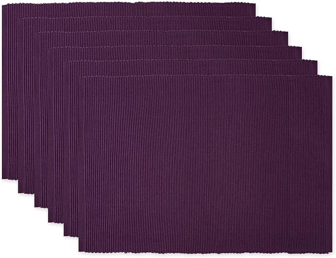 DII Ribbed, Placemat Set, Eggplant 6 Count, CAMZ33242