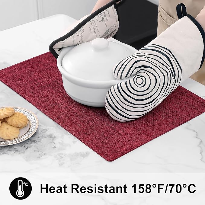 homing Faux Cotton Linen Placemats Set of 6, Cloth Washable Farmhouse Dining Table Mats for Indoors & Outdoors, Easy to Clean, Red, 13 x 19 Inch