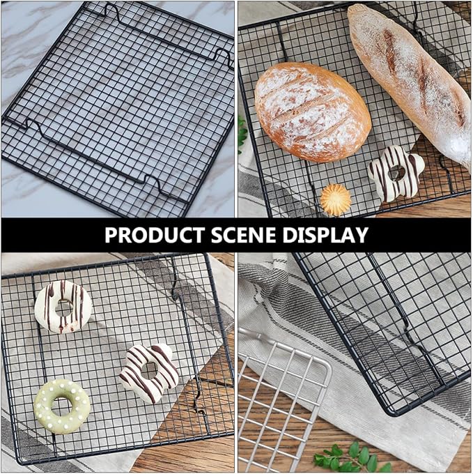 Black Nonstick Stainless Steel Cooling Rack Baking Rack Cake Cooler Muffins Roasting Grid for Oven Baking and Pastry Cooling