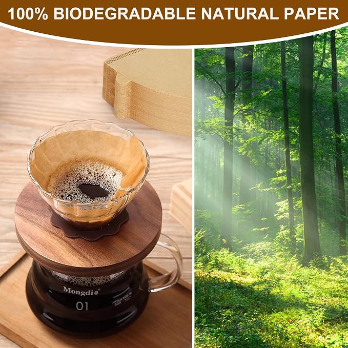 220 Count #4 Cone Coffee Filters, Tear-Resistant, Unbleached Natural | Coffee Filters Compatible with 8-12 Cup Coffee Makers, Drip and Pour-Over