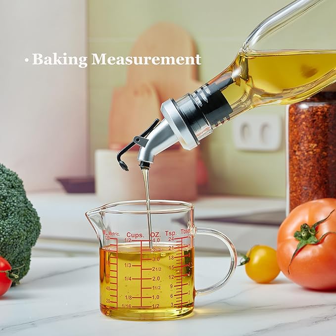 Ackers BORO3.3 Measure Glass -[Insulated handle | V-Shaped Spout]-Made of High Borosilicate Glass Measuring for Kitchen or Restaurant, Easy to Read, 120 ML (4 Oz)