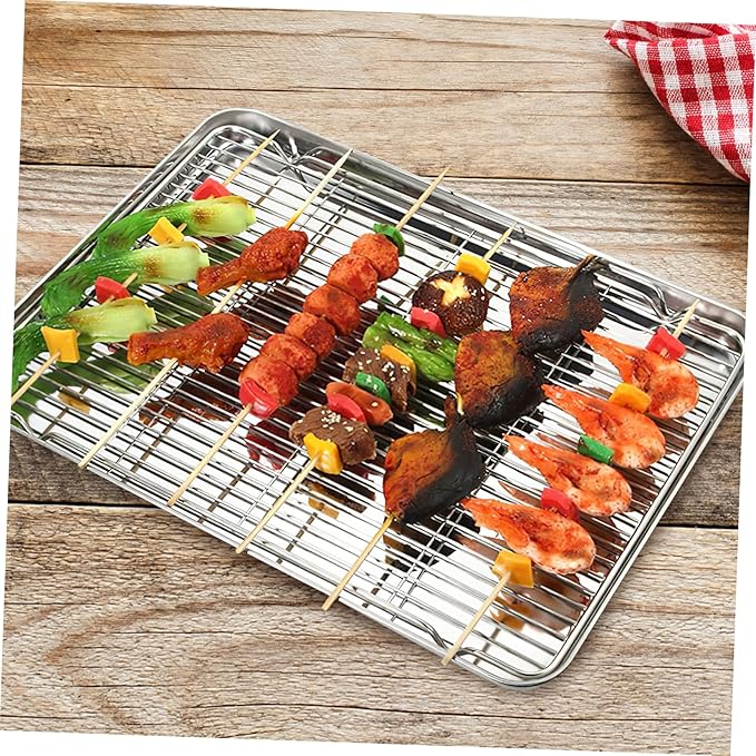 Healifty 2Pcs Stainless Steel Baking Rack Cooling Rack for Baking Bbq Wire Rack for Efficient Cooling for Cookies and Baked Goods