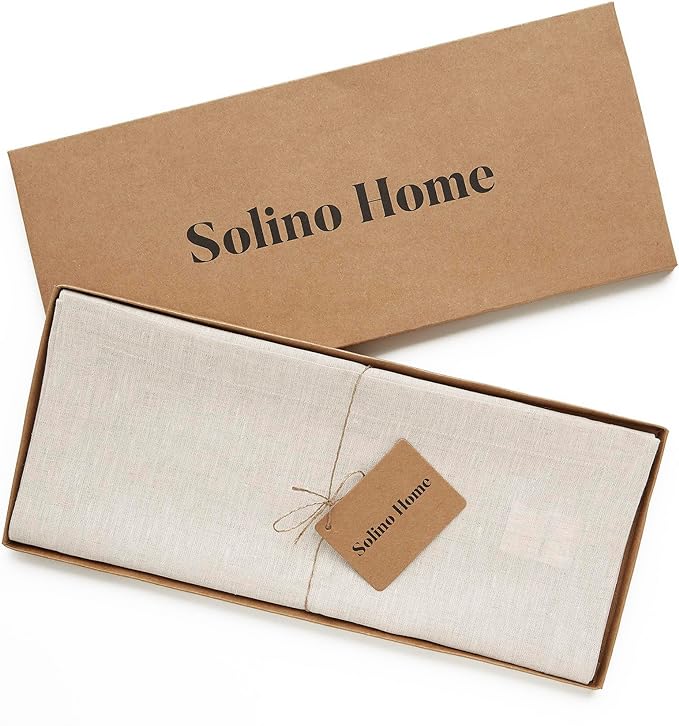 Solino Home Linen Light Natural Table Runner 132 Inches Long - Athena, 100% Pure Linen Dining Table Runner 14 x 132 Inch for Spring, Summer