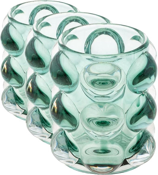 Karma, Lucia Hobnail Votive, Tea Lights Candle Holder, Glass Votive Candle Holders for Table Decorations, Baby Shower, Birthday Party, Weddings and Home Decor, Teal (Pack of 3)