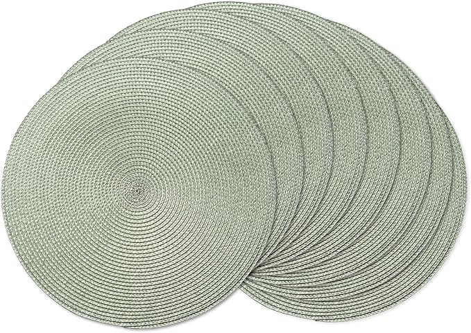 AHHFSMEI Round Placemats Set of 8 Heat Resistant Washable Non-Slip Woven Braided Table Mats for Dining Table Kitchen & Home Decor (Sage Green,8)