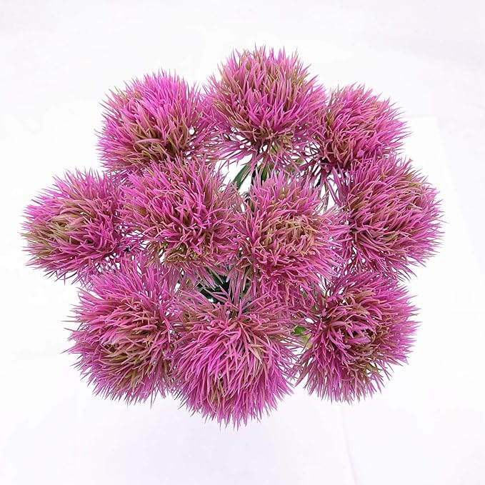 CATTREE Artificial Dandelion Flowers, Plastic Plants Shrubs Bushes Fake Grass Wedding Indoor Outdoor Home Garden Verandah Centerpieces Arrangements Party Decoration Planting Filler - Pink 10 Pcs