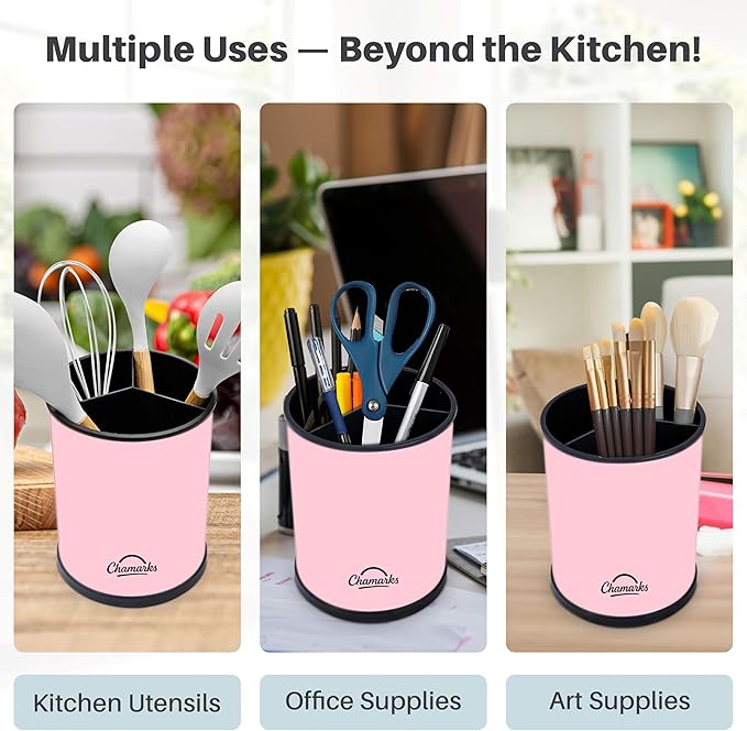 Kitchen Utensil Holder and Countertop Organizer. (Pink)