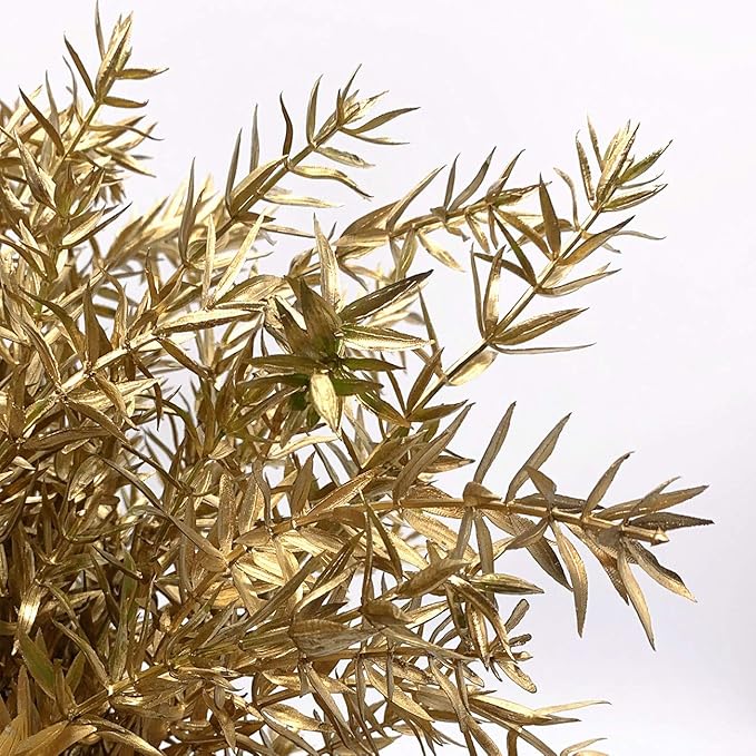 CATTREE Christmas Artificial Plants, Plastic Grass Faux Shrubs Fake Leaves Simulation Sharp Bushes Home Indoor Outdoor Garden Wedding Festival Decoration Hall Table Planter Filler – Gold 4 Pack