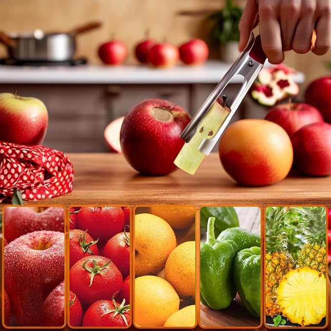 [Upgraded] Newness 5.12 Inch Large Apple Slicer and Corer, Cut 8 Slices All the Way Through, HEAVY DUTY Stainless Steel Apple Corer & Slicer for Fruits & Vegetables - Dishwasher Safe