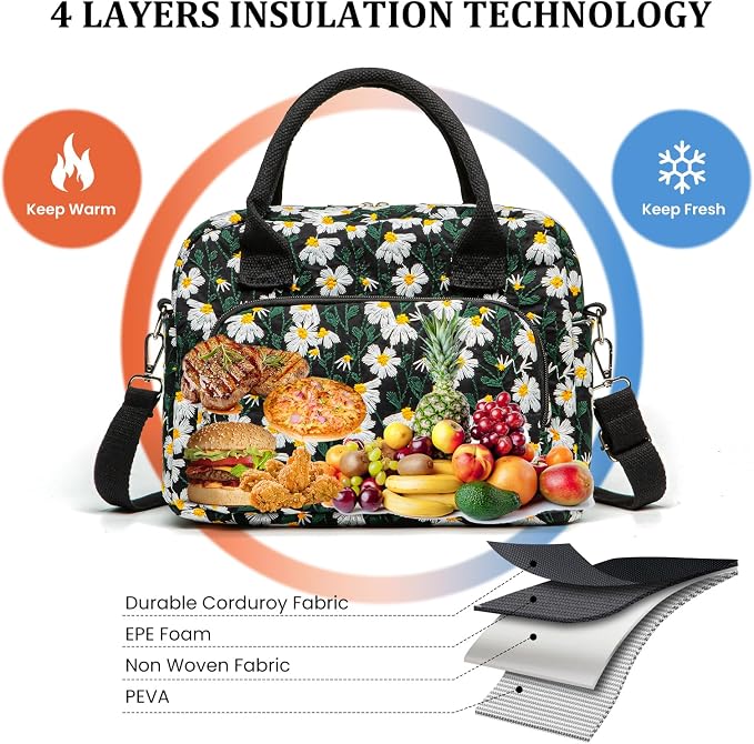 MEXS Insulated Lunch Bag for Women Men Large Reusable Lunch Box Adult Leakproof Portable Cooler Tote Bags for Work Picnic