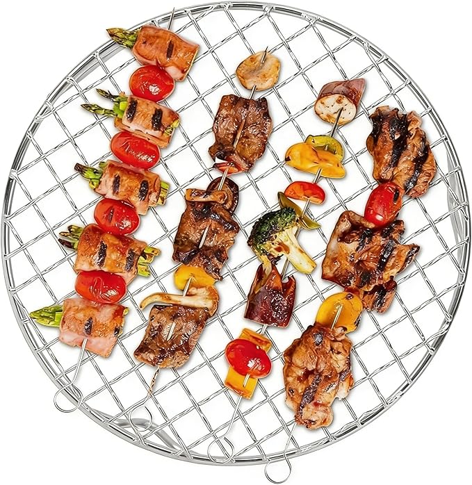 2Pcs Round Cooling Rack Stainless Baking Grill Rack Wire Oven Racks for Baking Cooking Steaming Circular Cooking Tray BBQ Air Fryer Pressure Cooker 15 cm + 18cm