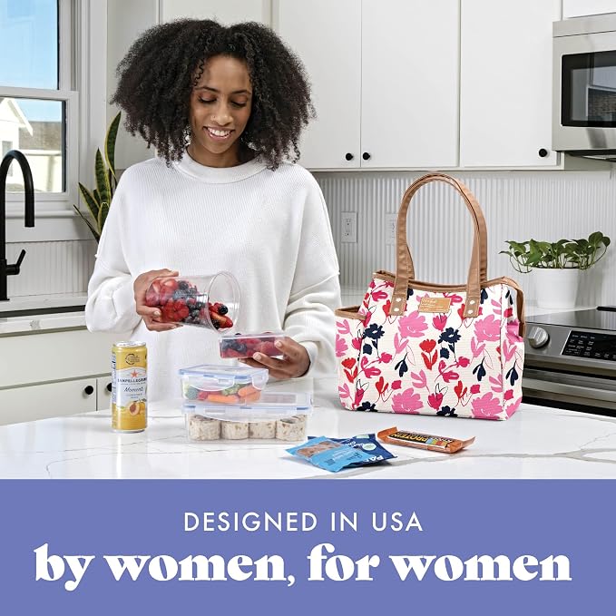 Fit & Fresh Lunch Bag For Women, Insulated Womens Lunch Bag For Work, Leakproof & Stain-Resistant Large Lunch Box For Women With Containers and Matching Tumbler, Zipper, Westerly Lunch Bag, Floral