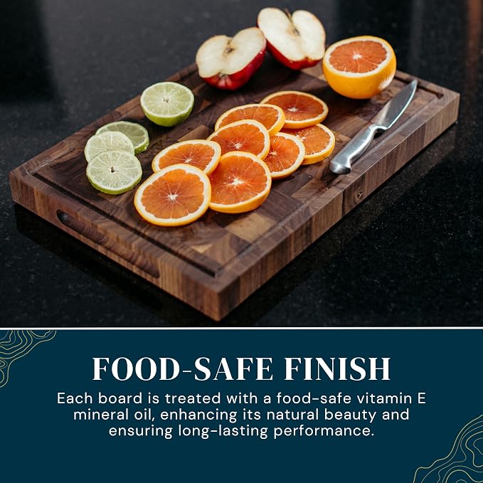 Handmade Walnut Cutting Board – Wooden Chopping Board with Juice Groove and Handles – Durable, Knife-Friendly, and Made in the USA (Medium)
