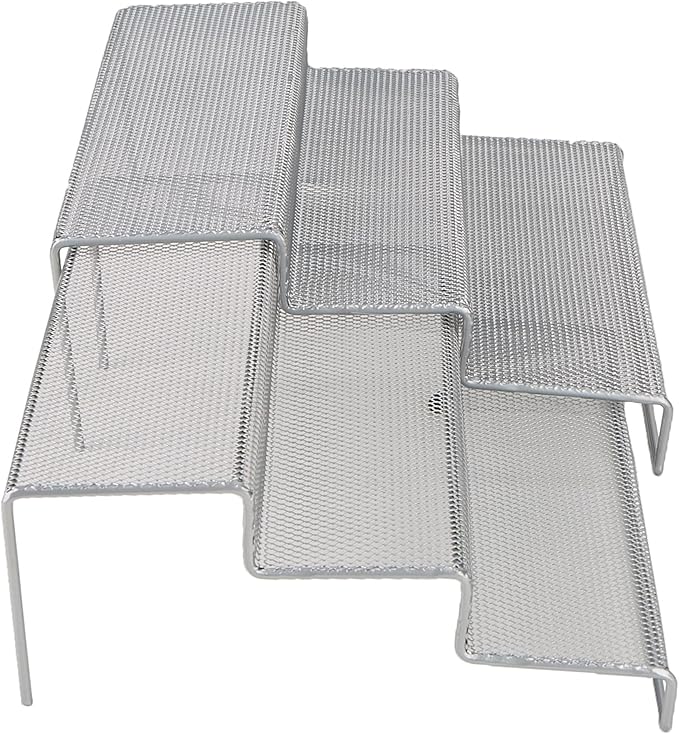 Mind Reader 3 Tier Metal Mesh Kitchen Storage Organizer, 2 Pcs, Silver
