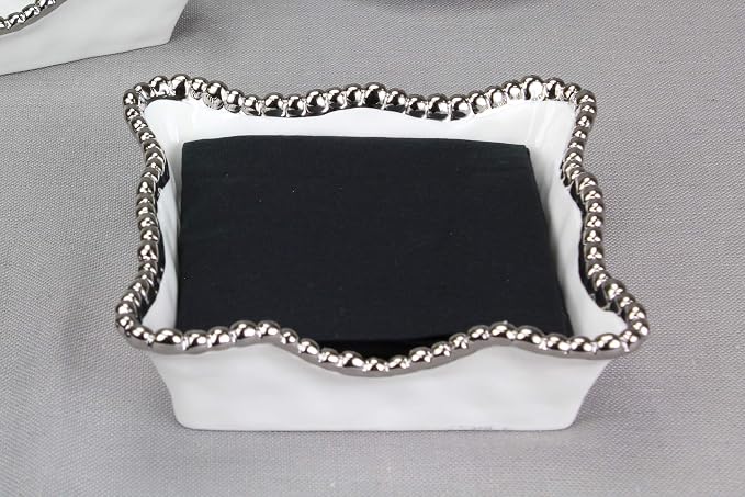 Pampa Bay Salerno Porcelain Cocktail Napkin Holder, White