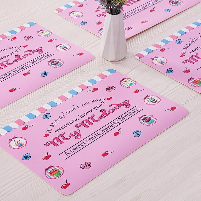 Placemats Set of 4-Waterproof Heat Resistant Non-Slip Washable Table Mats for Dining Table,12 x 18 inch Pink Sweet
