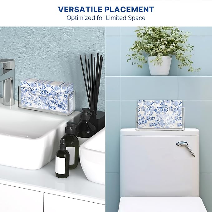 Acrylic Guest Towel Holder Tray for Bathroom – Vertical Paper Towel Holder for Disposable Hand Towels, Clear Waterproof Napkin Organizer for Bathroom Countertop or Kitchen Sink