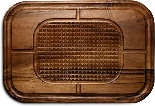 Ironwood Gourmet Gansevoort Large Carving Board, 16" x 24" Acacia Reversible Wood Cutting Board with Juice Groove and Grip Pad
