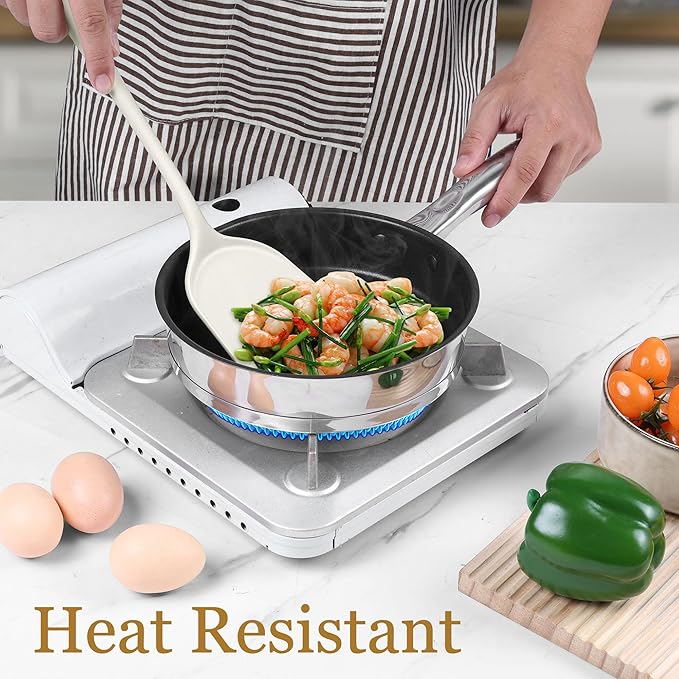 LIANYU 8Pcs Kitchen Cooking Utensils Set, Silicone Utensil Sets, Heat Resistant Kitchen Gadgets Essentials for Nonstick Cookware with Spatula, Spoon, Tuner, Ladle, Dishwasher Safe, White