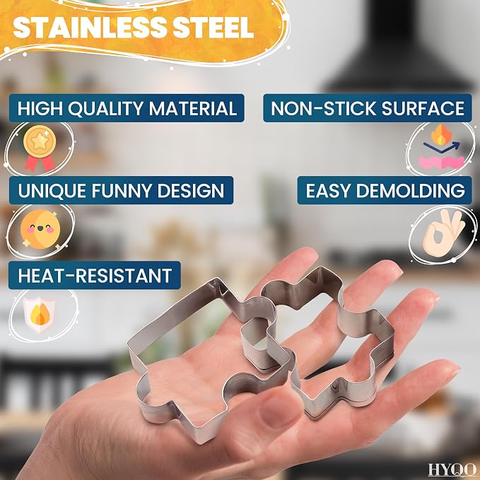 4 Pcs Puzzle Piece Cookie Cutter - 2.2 x 1.5" Stainless Steel Connecting Mini Puzzle Cookie Cutters for Edible Interactive Puzzles - for Birthday Cookies, Themed Parties, Fondant Toppers & Clay Crafts