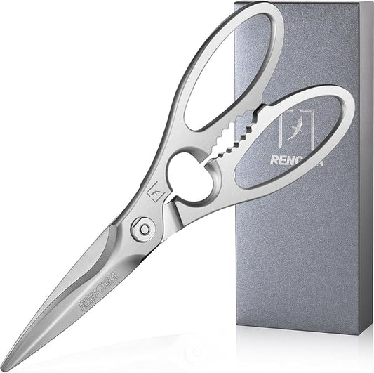 Kitchen Scissors Heavy Duty Ultra Sharp Multi-Purpose Kitchen Shears Stainless Steel Micro-Serrated Detachable Food Scissors for Chicken Poultry Meat Fish Herbs with Non-Slip Safe Grip