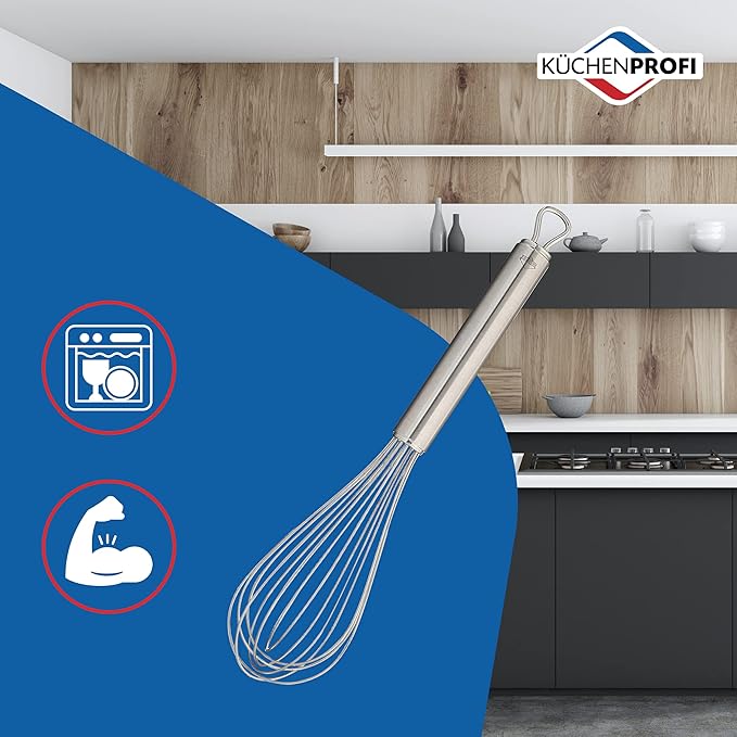 Küchenprofi Stainless Steel Handle for Eggs, Batter, and Dough, Metal Whisk for Kitchen Use, Silver, 10 Inches