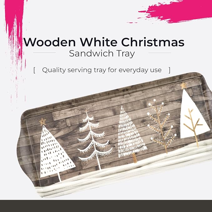 Pimpernel Wooden White Christmas Sandwich Tray - Brown