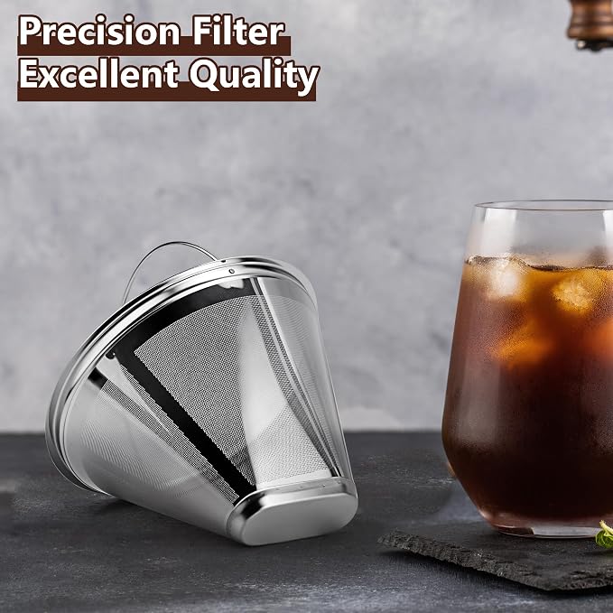 Coffee Filter Compatible with Braun PureFlavor Coffee Maker, Permanent Stainless Cone Filter for Braun PureFlavor 14 Cup
