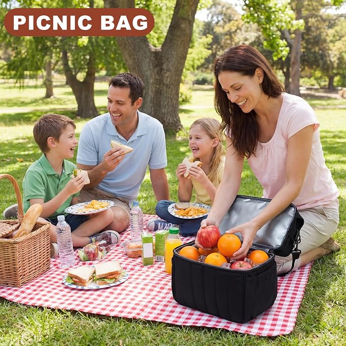 LOIDOU Lunch Bag for Women Men, Double Layer Leakproof Lunch Box, Insulated Quilted Reusable Tote Bags Large Capacity Work Lunchbox for Adult, Office, Nurse, Teacher